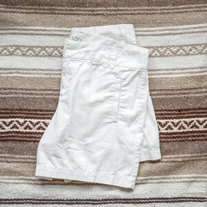 ANN TAYLOR LOFT SHORTS SZ 8 WHITE CHINO TWILL 5" INSEAM POCKETS 100% COTTON